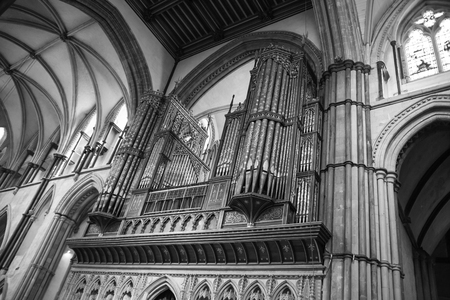 ROCHESTER, UK - MAY 16, 2015: Interior of Rochester Cathedral the England's second oldest, having been founded in 604AD. The present building dates back to 1080.のeditorial素材