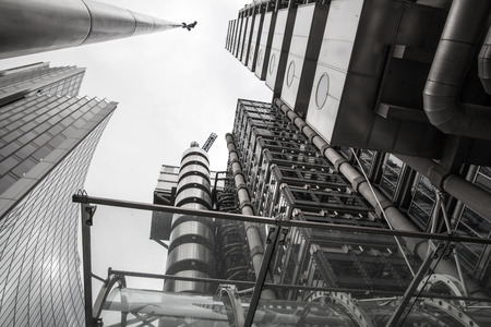 LONDON, UK - APRIL 22, 2015: Lloyds of London building against of sky. Business backgroundのeditorial素材
