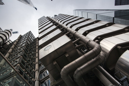 LONDON, UK - APRIL 22, 2015: Lloyds of London building against of sky. Business backgroundのeditorial素材