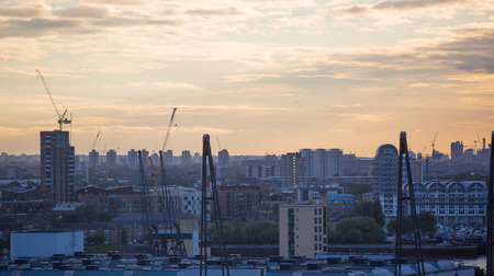 London at sunset. City background. Night lightsの写真素材