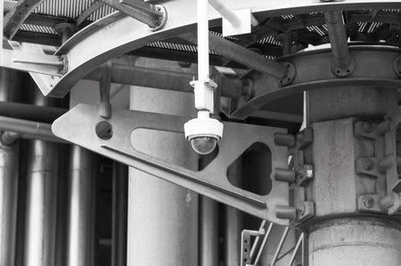 LONDON UK - SEPTEMBER 19, 2015 - Security camera. Lloyds of London bank building, famous texture....