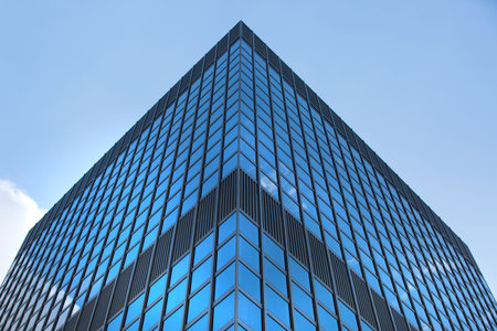 LONDON UK - SEPTEMBER 19, 2015 - Modern English architecture, Glass building texture and...