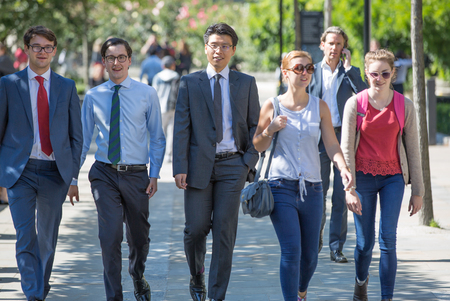 LONDON UK - SEPTEMBER 10, 2015 - Lots of office workers walking in the lunch time in the City of Londonのeditorial素材