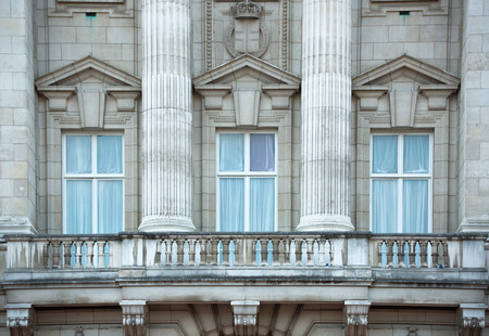 LONDON, UK - OCTOBER 4, 2016: Royal balcony of Buckingham palace. The residence of queen Elizabeth II the monarch of the United Kingdom.のeditorial素材