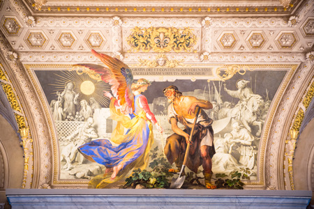 Ancient frescoes of Vatican hall, museums buildings where locates library, archives.のeditorial素材