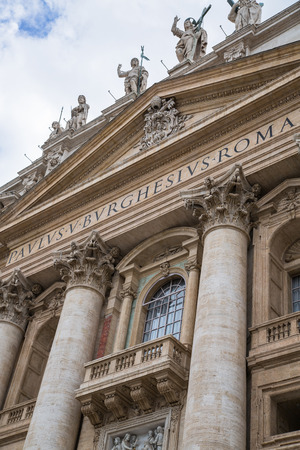 Facade of  Facade of the Saint Peter's Basilica and balcony where Pope stands, St.Peter Square, Rome. Vaticanのeditorial素材