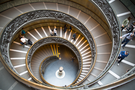 ROME, ITALY - APRIL 8, 2016: Spiral stairs of the Vatican Museums in Vatican cityのeditorial素材