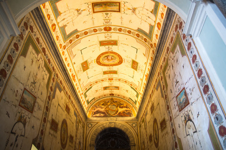 ROME, ITALY - APRIL 8, 2016:  Interior of Vatican hall, museums buildings where locates library, archives.のeditorial素材