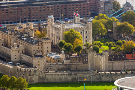 LONDON, UK - OCTOBER 14, 2015 - Tower of London view. Panorama from the 32 floor
