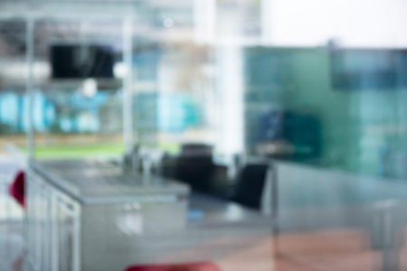 Out-of-focus, Night office windows blurred background