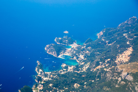 Aerial view of the sea cost of Corfu, Greeceの写真素材