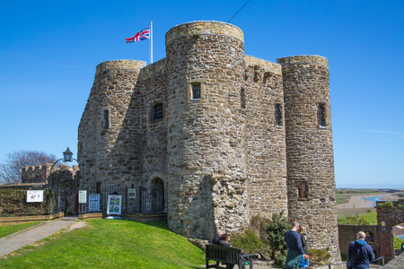 RYE, UK - 1 MAY, 2016: Castle of Rye  with people passing byのeditorial素材