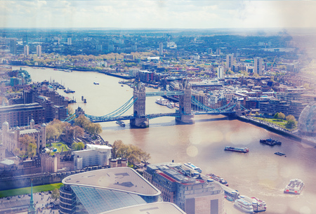 LONDON, UK - 27 APRIL, 2016: City of London view with Tower bridge and River Thamesのeditorial素材