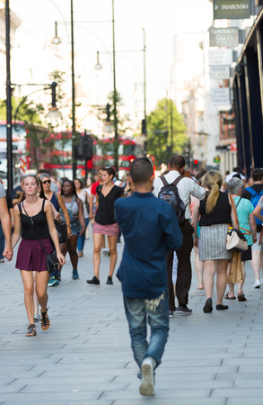 LONDON, UK -  August 24, 2016: Lots of people walking in Oxford street, one of the main shopping destination of Londonのeditorial素材