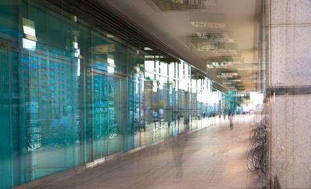 Multiple exposure effect image. Abstract background with modern office  buildings of London. Business and modern life concept.の写真素材