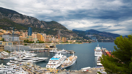 Monaco, Monte Carlo - September 16, 2016: Principality of Monaco. View of the seaport and the city...