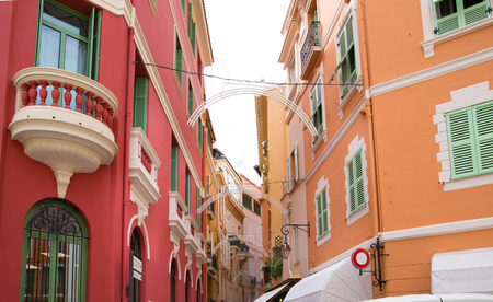 Monaco, Monte Carlo - September 16, 2016: Luxury apartments in Rock of Monaco.  Rue Comte FÃ©lix Gastaldi the street leads to the palace of Monaco.のeditorial素材