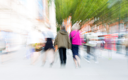 LONDON, UK - SEPTEMBER 8, 2016: Blurred image of people walking in the Knightsbridge. Modern life conceptの写真素材
