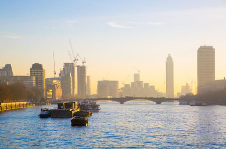 London, UK - November 30, 2016:  Beautiful morning Chelsea view from the Westminster bridge, London. UKのeditorial素材