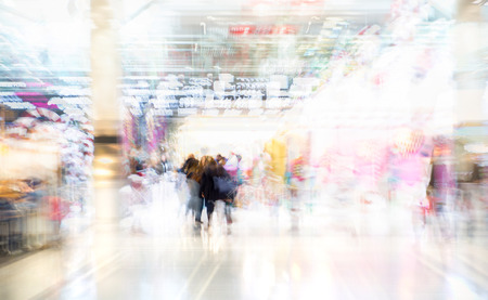 London, Canary Wharf. Walking people blurred imageの写真素材