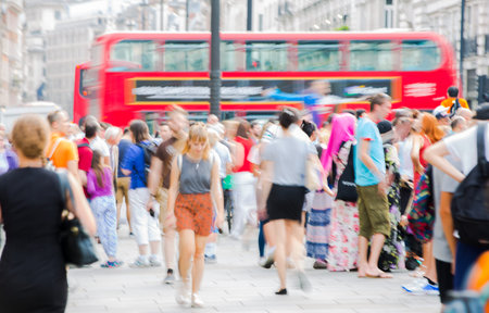 London, UK - August 24, 2016: Lots of people walking in Oxford street, the main destination of Londoners for shopping. Modern life conceptのeditorial素材