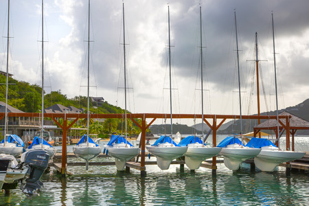 Antigua, Caribbean islands, English Harbour - May 20, 2017:  English harbour view with yachtsのeditorial素材