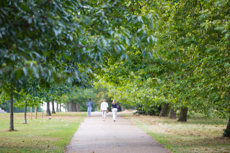 London, UK - September 8, 2016:  Hyde park and walking people on distanceのeditorial素材