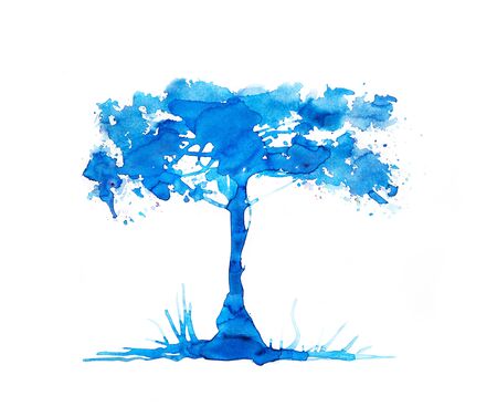Tree made of beautiful watercolor effects.の写真素材