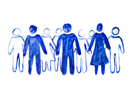 Abstract people made of beautiful watercolour effects. Heart symbol and heart bit line.  Watercolour textured collection.の写真素材