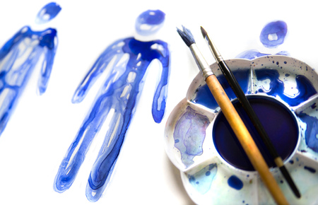 Abstract people made of beautiful watercolour effects.   Watercolour textured collection.の写真素材