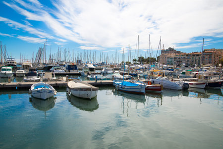 Cannes, ITALY - September 18, 2016: Le Vieux Port of Cannes. Cannes yachting festival view in sunny day.のeditorial素材