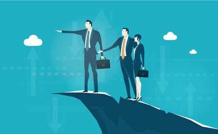 Business people staying on the very high position in the mountains and discussion future opportunity. Business concept illustrationのイラスト素材