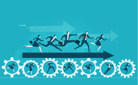 Business men showing direction for developing successful future. Business concept illustrationのイラスト素材