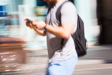 Blurred image of walking people at Oxford street, the main destination for shopping at Westend.