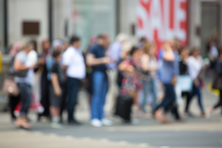 London, UK - August 24, 2017: Piccadilly circus with lots of people, tourists and Londoners crossing the junction. Blurred type imageのeditorial素材