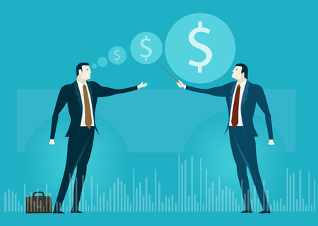 Businessman talking on the presentation.   Business concept illustration.のイラスト素材