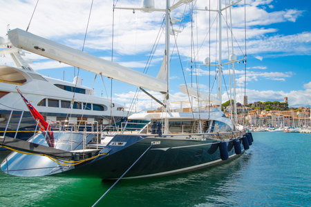 Cannes, France - September 18, 2016: Le Vieux Port of Cannes view. Cannes yachting festival