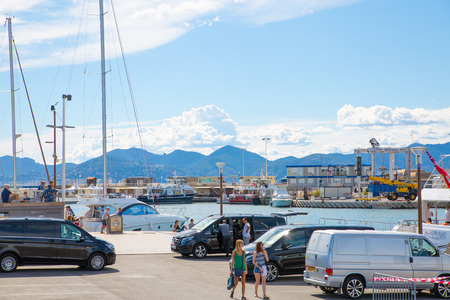 Cannes, France - September 18, 2016: Le Vieux Port of Cannes view. Cannes yachting festivalのeditorial素材