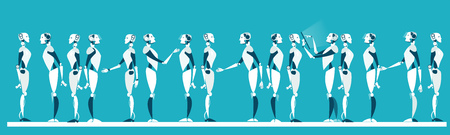 Robots, future reality. Business and technology concept illustrationのイラスト素材