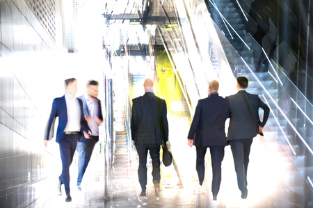 People walking in the city of London. Blurred background with spate for textの写真素材