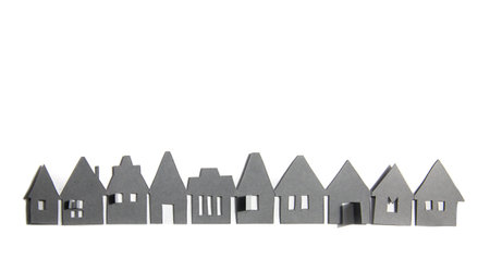 Paper cut design. Townhouses line. Abstract backgroundの写真素材