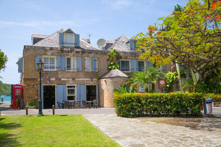 Antigua, Caribbean islands, English Harbour - May 20, 2017: English harbour view with Freeman's bay aのeditorial素材