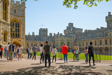 Windsor, UK - May 5, 2018: Windsor Castle  is official Residence of Her Majesty The Queen and  hostage of Prince Harry and Meghan Markle wedding on 19 May 2018.のeditorial素材