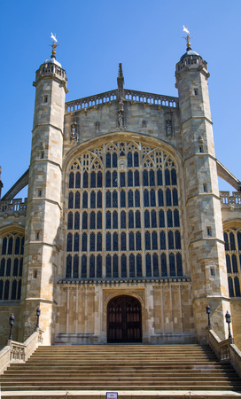 Windsor, UK - May 5, 2018:  St. George's chapel the host of prince Harry and Meghan Markle wedding ceremony.のeditorial素材