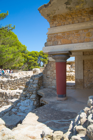 Greece, Crete, Heraklion - July 18, 2018: Knossos ruins, ceremonial and political centre of the tsar Minos. Archaeological site connected with legends of Daedalus, Minotaur, Ariadne and Icarusのeditorial素材
