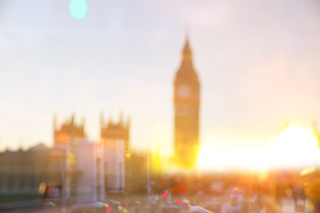 London, UK - November 30, 2016: Westminster bridge at sunset with people and transport crossing the bridge.のeditorial素材