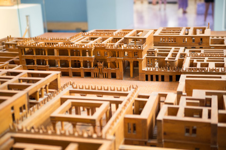 Greece, Crete, Heraklion - July 18, 2018:  Reconstruction of Knossos palace in Crete, Greece.   Archaeological museum displayvのeditorial素材