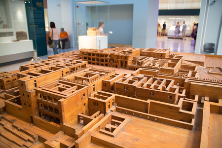 Greece, Crete, Heraklion - July 18, 2018:  Reconstruction of Knossos palace in Crete, Greece.   Archaeological museum displayのeditorial素材