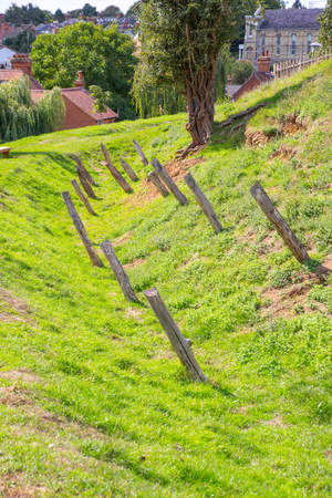 Essex, UK - 31 August, 2018: Moat fortification in the Norman village, reconstruction dated back to 1090. Educational centre for kidsのeditorial素材