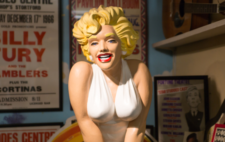 Essex, UK - 31 August, 2018:  Marilyn Monroe vintage figure from the old public house. Stansted Toy Museumのeditorial素材